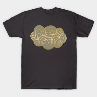 Cloud in Gold and Deep Silver –  Gold Cloud Line Drawing with Pewter Color Fill T-Shirt